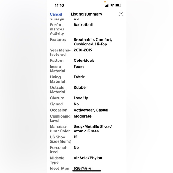 Nike Air Visi Pro 3 Hi top basketball shoes Grey Volt men 13 -525745–004 - Picture 14 of 16